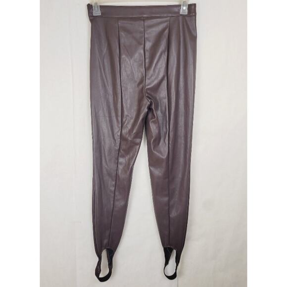 AFRM Sydney brown faux leather stirrup pants Size XS Retro Western Glam - Picture 4 of 10